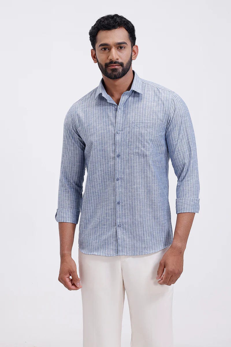 Jeta — Dusty Blue Casual Shirts For Men | Ariser