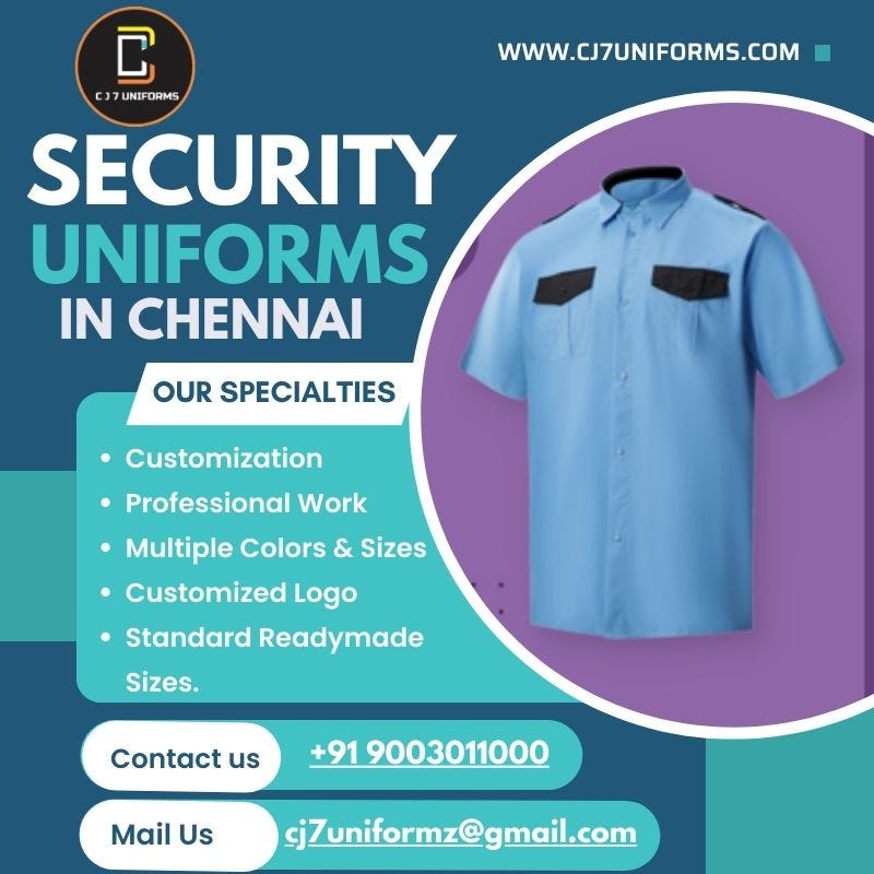 Security Uniforms in Chennai are offered By CJ7 Uniforms. CJ7uniforms
