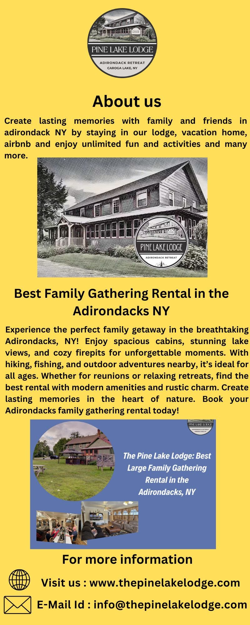 Best Family Gathering Rental in the Adirondacks NY — The Pine Lake Lodge
