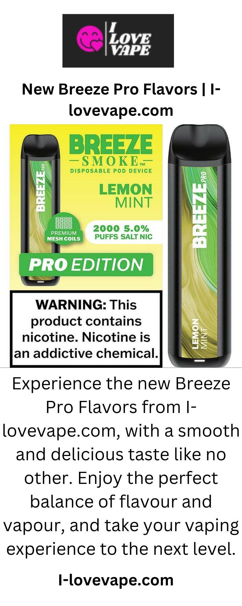 New Breeze Pro Flavors I love Vape Medium