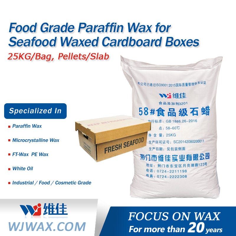 Food grade paraffin wax for fish & seafood packaging boxes by Jingmen