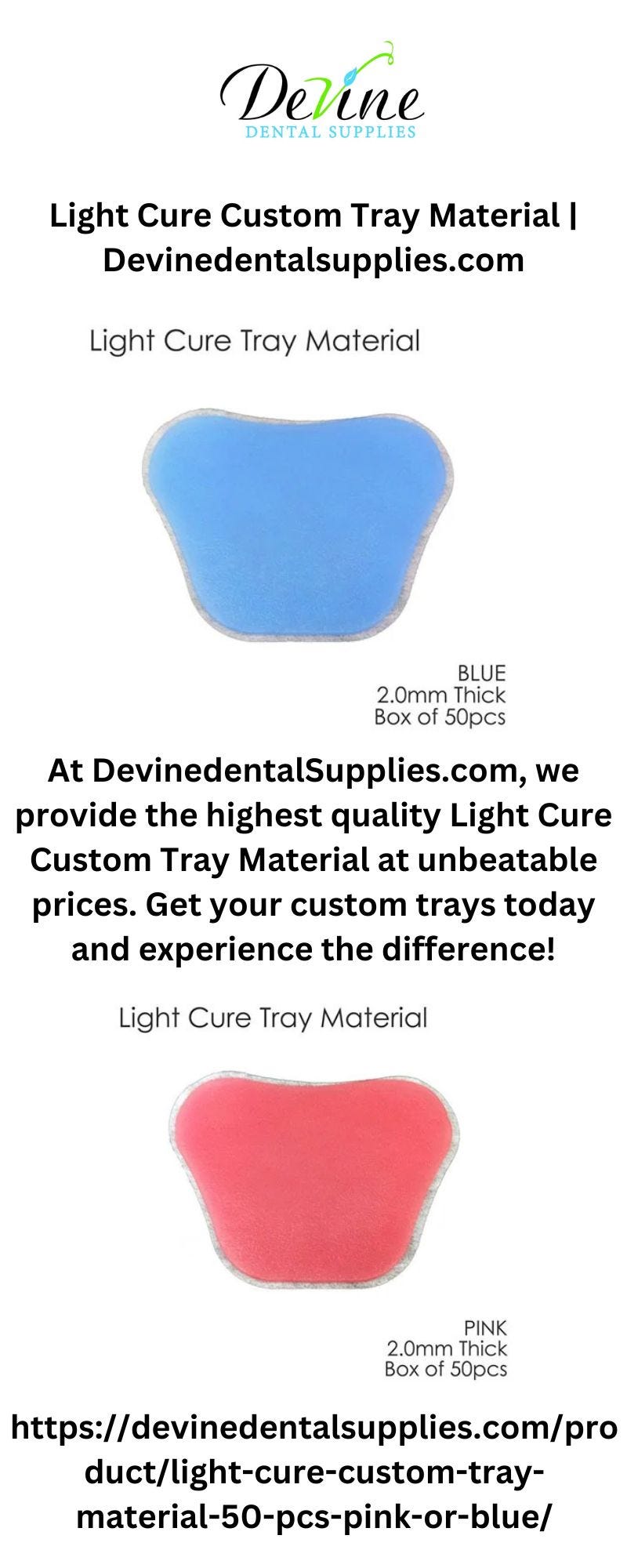 Light Cure Custom Tray Material Devinedental Supplies Medium