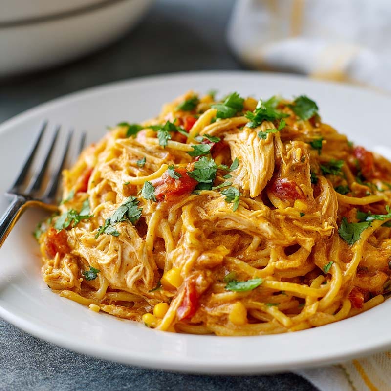 Monterey Chicken Spaghetti with Rotel: Creamy Tex-Mex Comfort