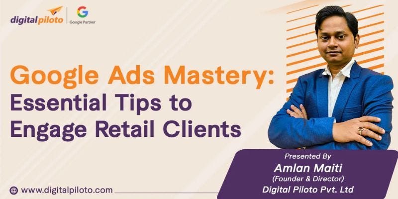 Google Ads is a powerful tool for retail, offering search, display, video, and app ads to effectively reach targeted audiences and boost engagement. Read More >> https://www.digitalpiloto.com/blog/google-ads-mastery-tips-to-engage-retail-clients/ Contact Number: +917003941041 Email: info@digitalpiloto.com Map: https://g.page/r/CWM08TnsjfwfEBM/