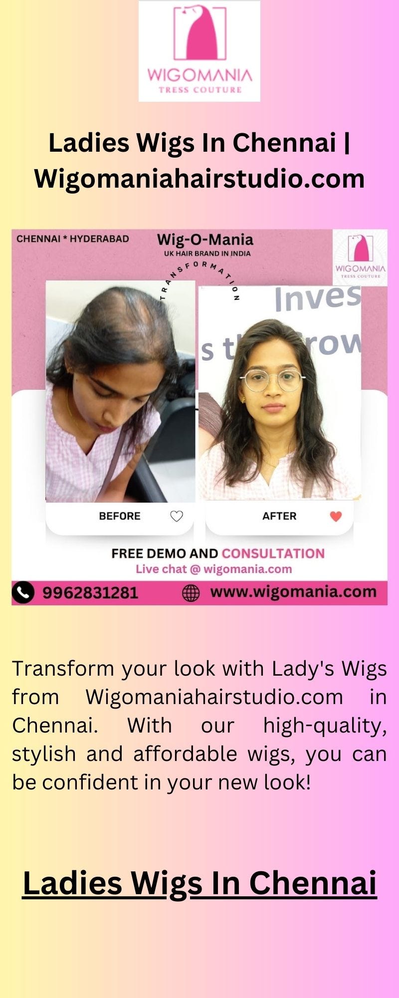 Ladies Wigs In Chennai | Wigomaniahairstudio.com - wig-o-mania - Medium