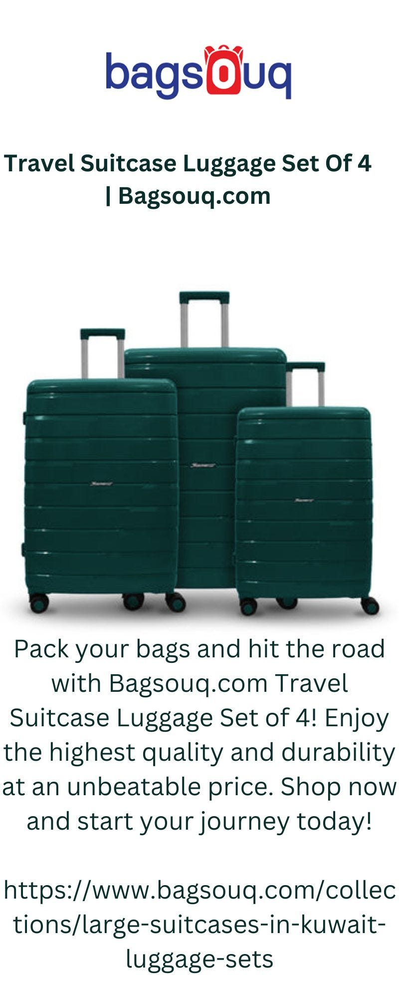 Travel Suitcase Luggage Set Of 4 Bagsouq Bagsouq Medium