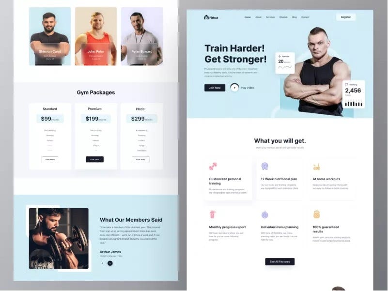 Fitness Website Awesome Landing Pages Design Template | by Pabel Ahmed ...