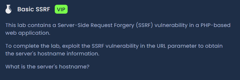 Exploiting an SSRF Vulnerability to Retrieve the Server Hostname-Hackviser Lab