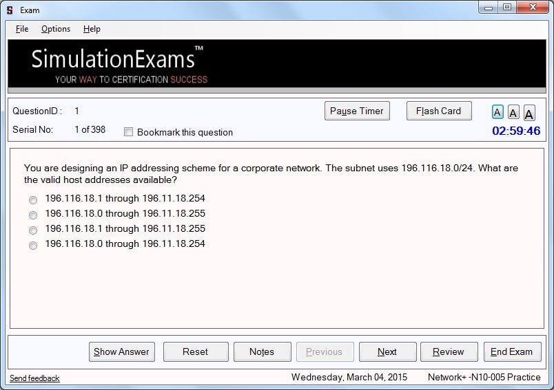 Practice test with Labsim for Network+ by ExamGuides Medium