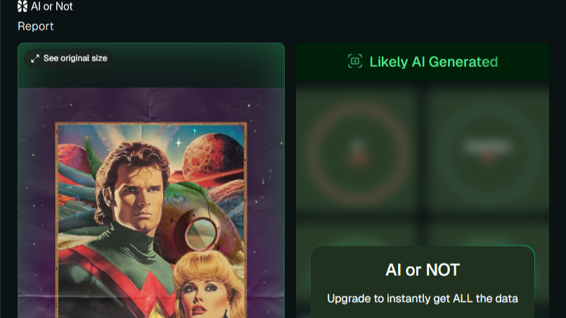 Wonder Man poster tested on AI or Not. Credit: author