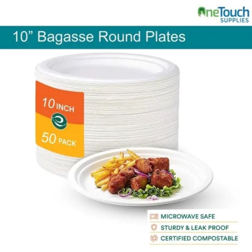 Disposable Biodegradable Plates EcoFriendly Bagasse Plates Medium