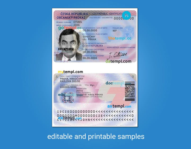 sample Czechia ID template in PSD format, fully editable download | by ...