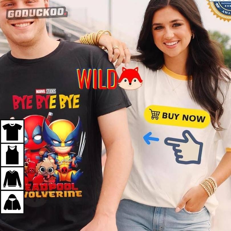 Deadpool Wolverine Bye Bye Bye Cartoon Tshirt