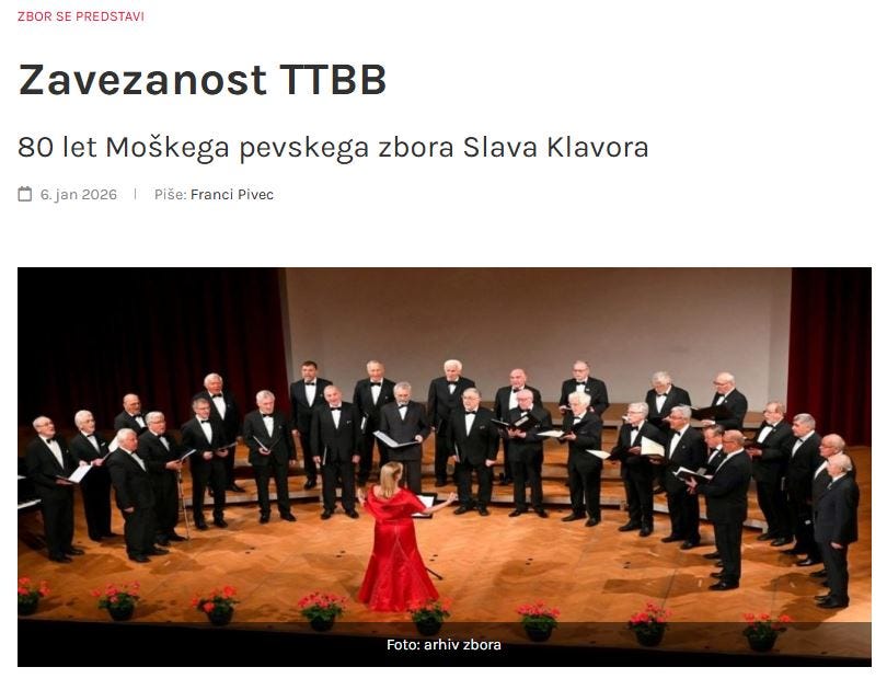 ZAVEZANOST TTBB – 80 LET MOŠKEGA PEVSKEGA ZBORA SLAVA KLAVORA