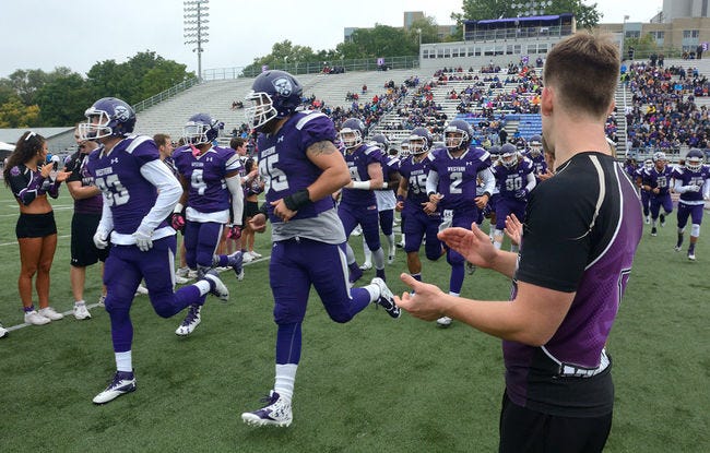 Western Mustangs take the field for their game against Laurier at TD Waterhouse stadium in London, Ontario on Saturday Oct 1, 2016. (Free Press file photo)