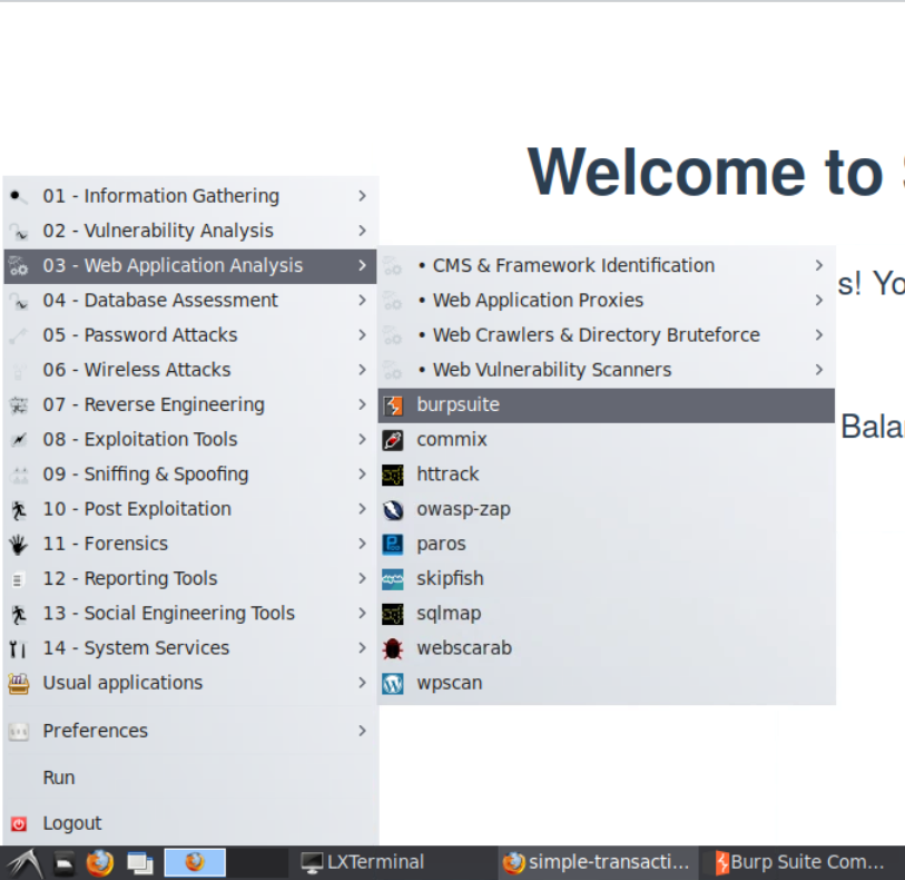 Launching BurpSuite