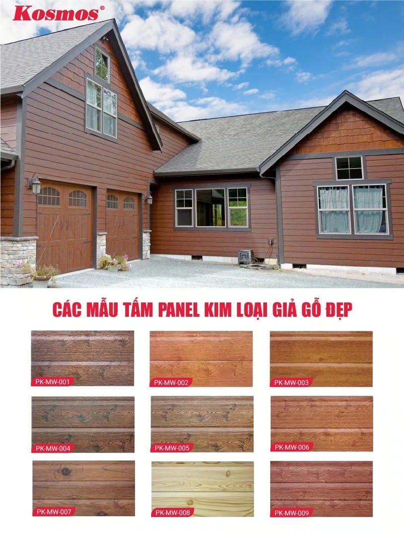Các mẫu tấm Panel kim loại giả gỗ đẹp