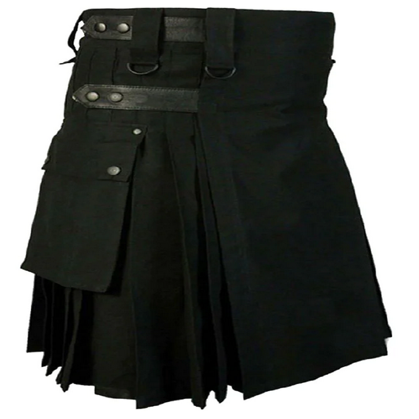 Classic Black Cargo Utility Kilt - Seogentrychoice - Medium