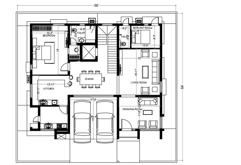 54-x58-house-ground-floor-plan-autocad-drawing-dwg-file-cadbull