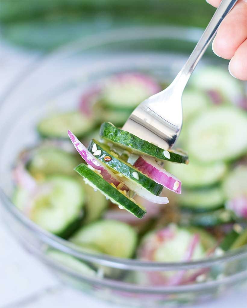 Cucumber Vinegar Salad Recipe (WeightLoss Side Dish) by Carly