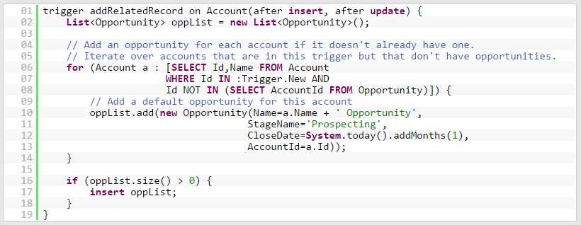 An example of an Apex Trigger using both Apex and SOQL (source)