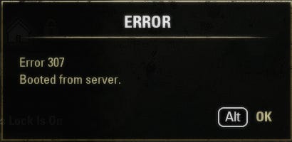 How to Fix ESO Error 307 Booted from Server | by Ariel Mu | Medium