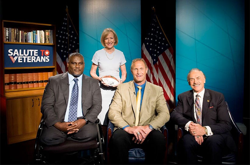 The Premiere of “Salute To Veterans”, featuring Rocky Bleier, Greg Gadson  and Chad Hennings, and PBS' Judy Woodruff, by Kristina Miller