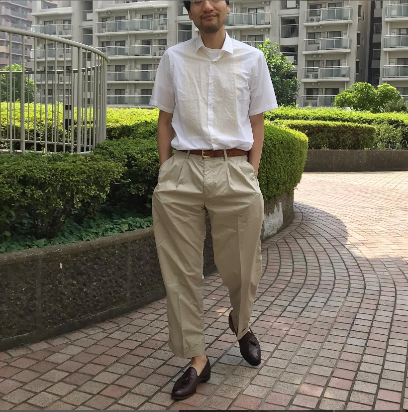 How to coordinate a white short-sleeved shirt | by Rintaro Takenaka ...