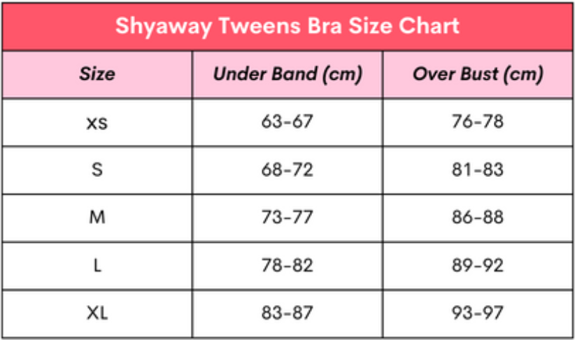 Teen Bra Size Chart - Shop on Pinterest