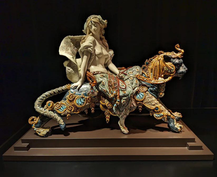 Lladró’s Bacchante on A Panther Woman Sculpture Limited Edition embodies the untamed spirit, power, and allure of Bacchus’ legendary follower.