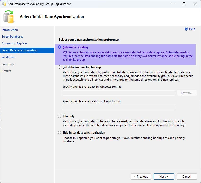 Initial Data Synchronization