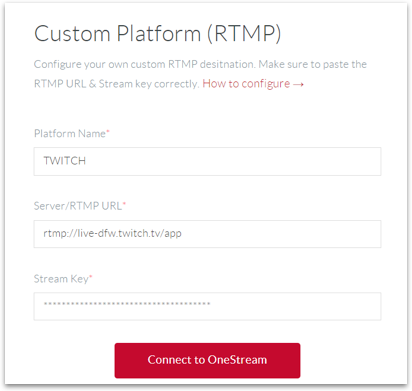 Connecting to Twitch via RTMP