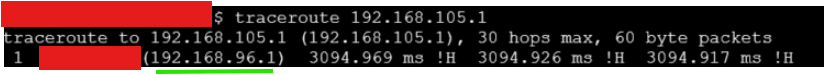 traceroute 192.168.105.1