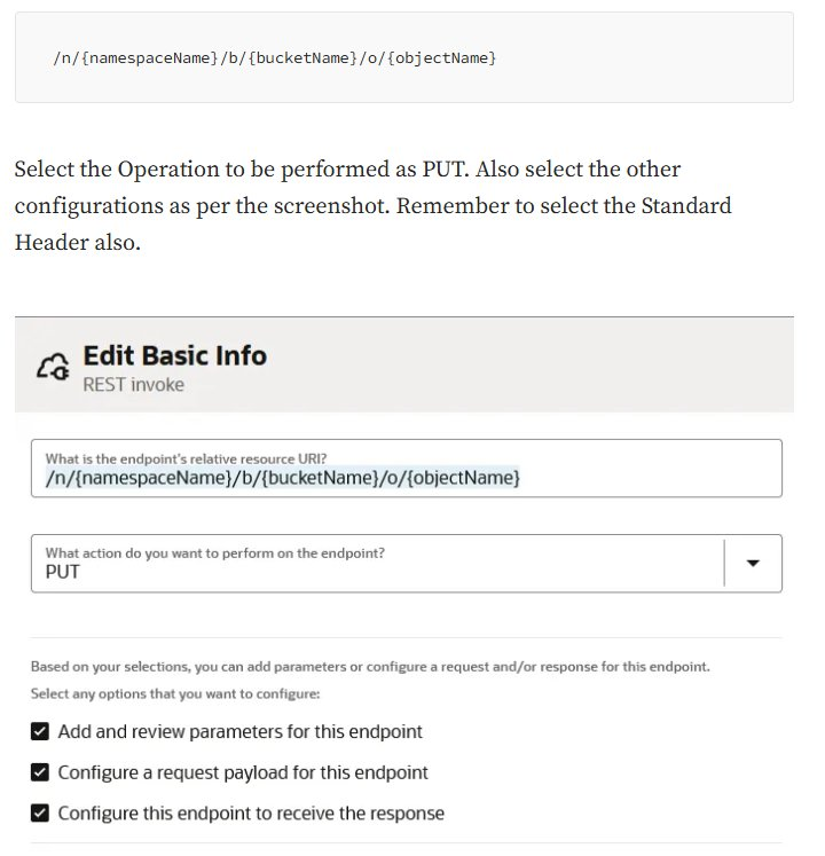 REST Invoke basic configuration with options enabled for parameters, request, and response.