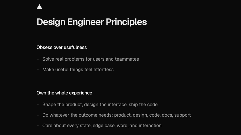 Design Engineer Principles — Vercel
