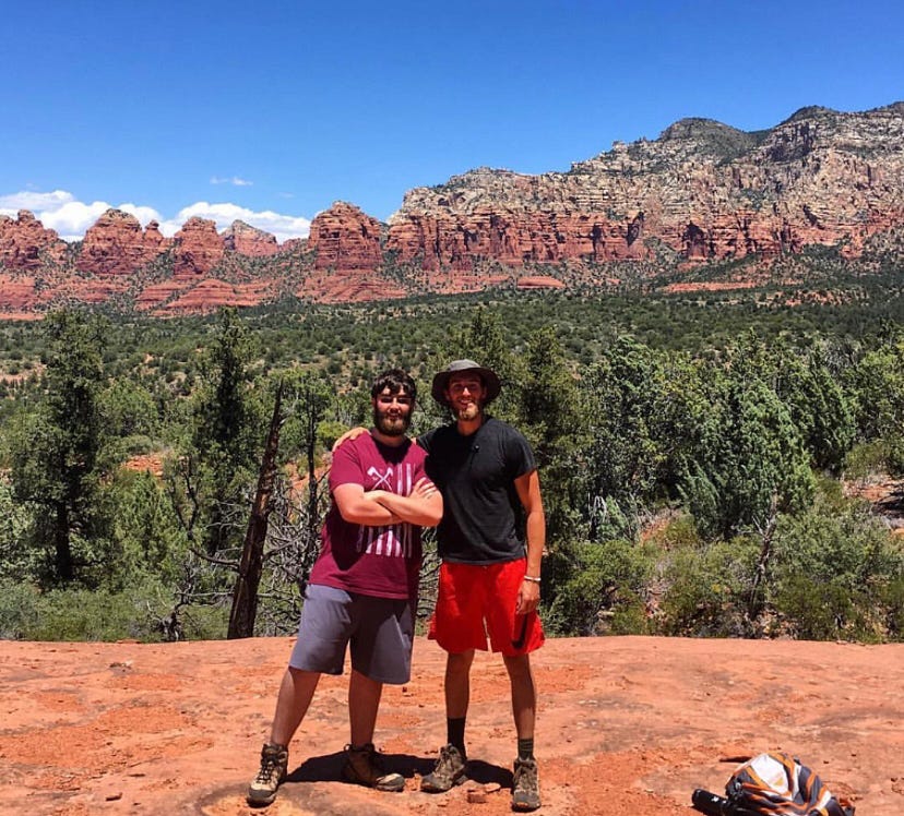 My brother and I stopping for a photo in Sedona (Photo property of author).