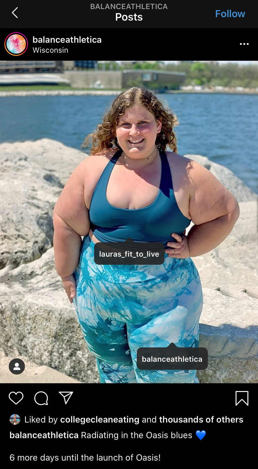 Balance Athetica uses influencers to showcase all body types