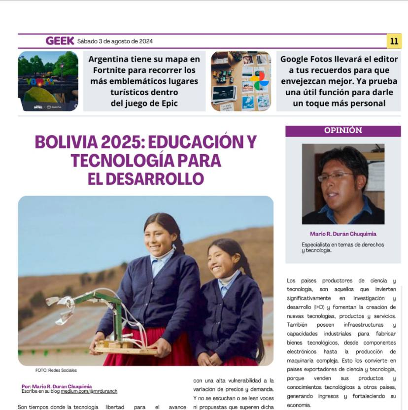 Bolivia 2025: Educación y tecnología para el desarrollo. | by Mario R