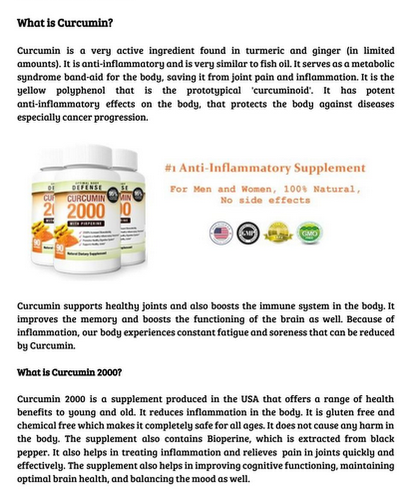 Curcumin 2000 is a natural supplement that provides support for proper