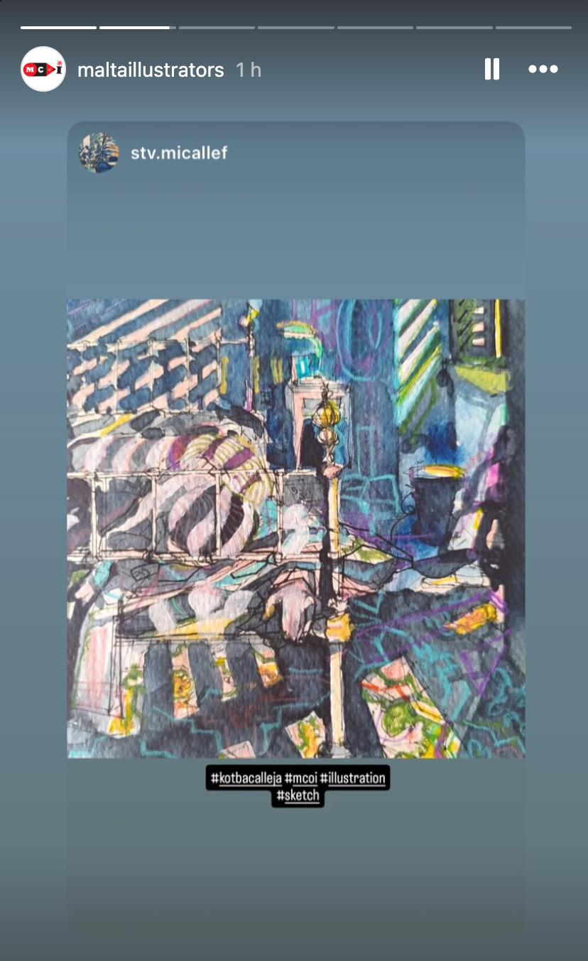Instagram stories from Debbie Caruana Dingli and Steve Micallef showing the process for our collab with Kotba Calleja
