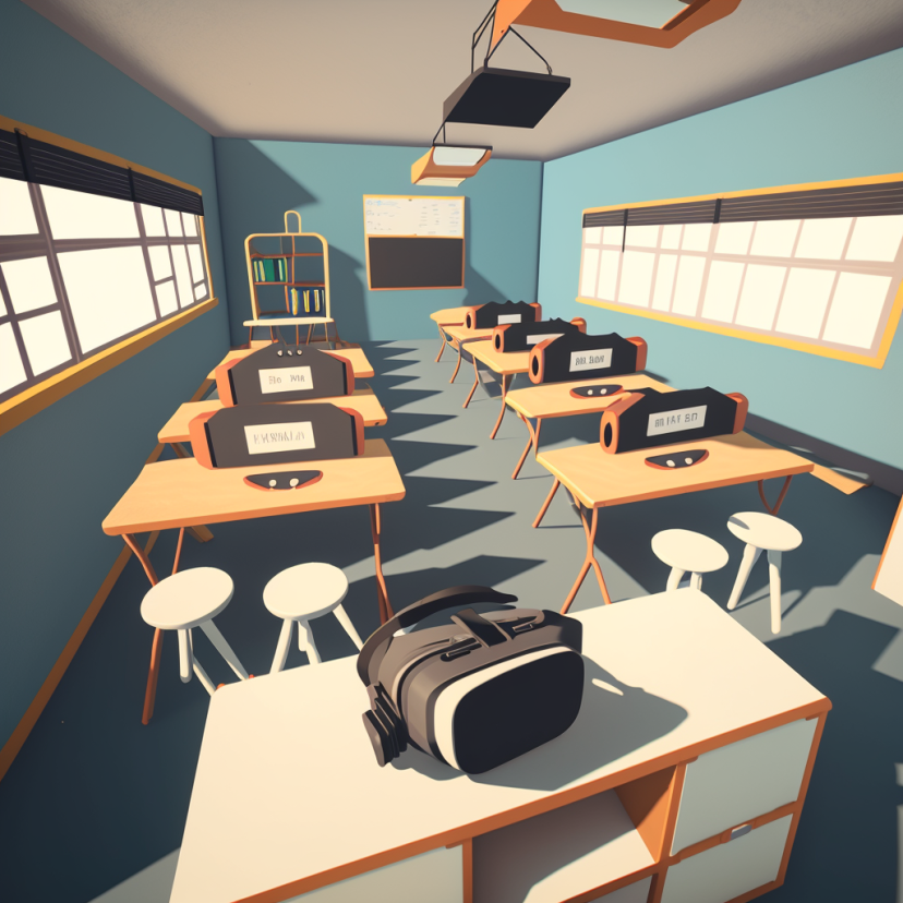 anime classroom Low-poly 3D Model