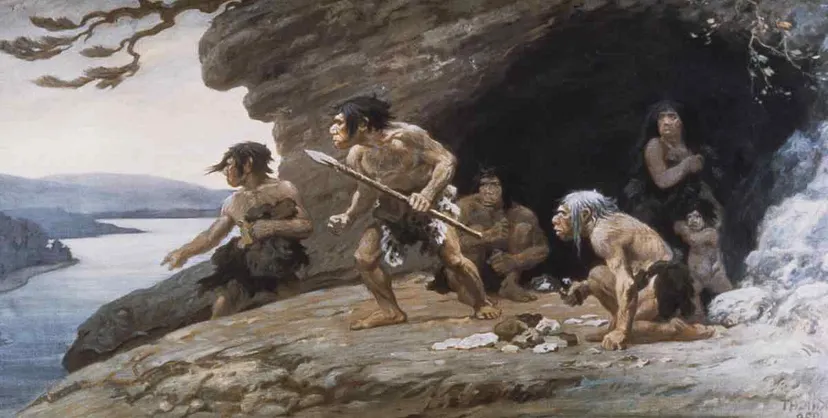 Neanderthals in cave, neanderthal cave