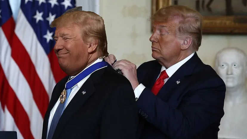 Trump awarding Trump, like the Obama meme
