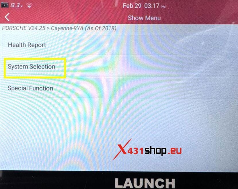 LAUNCH CRP919EBT disables 2019 Porsche Cayenne auto startstop function