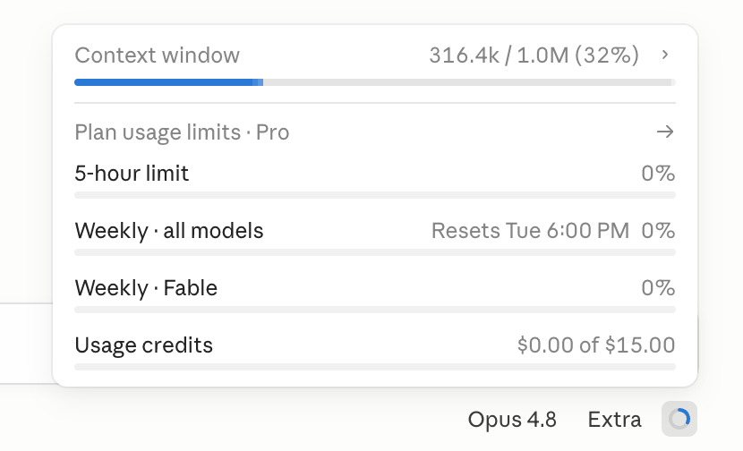 Before compacting context window was 32% populated