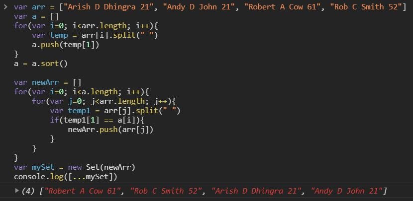 Sort by middle name using JavaScript | by Debraj Dey | Medium