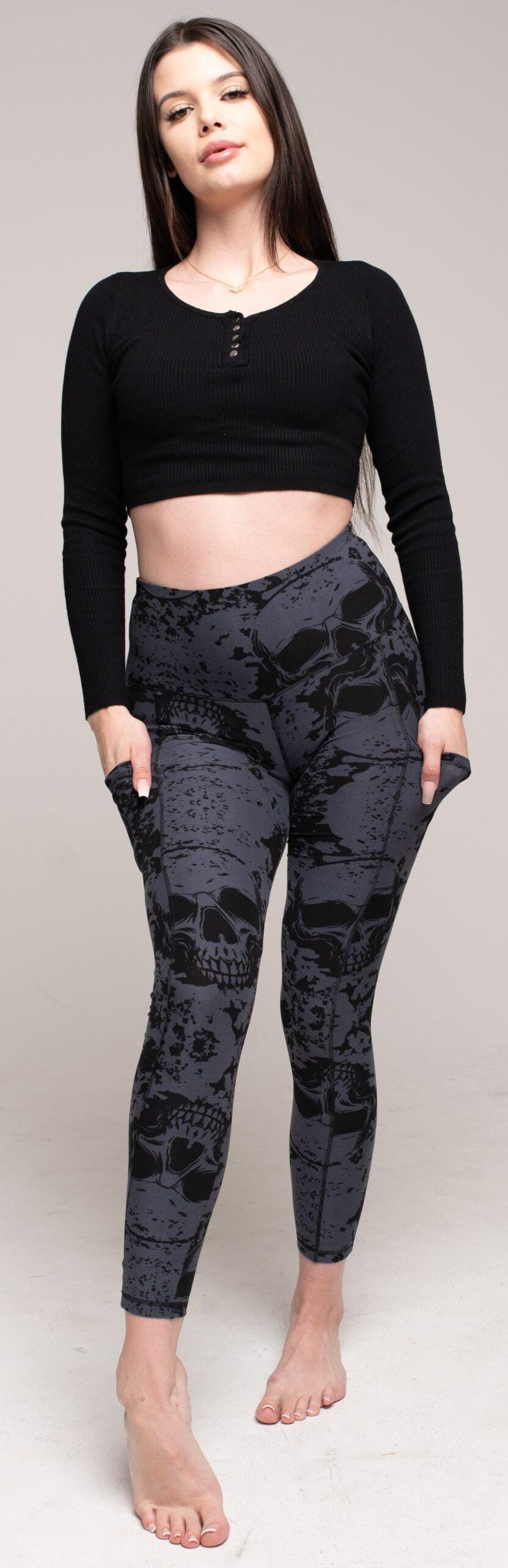 Enjoy This Halloween with Our Comfy Black Skull Leggings by Comfy