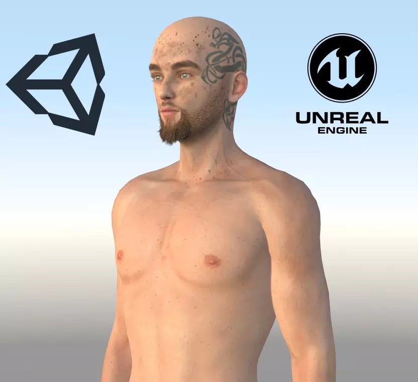 Realistic Male 3D Character with Tattoo and Gloves 3D model