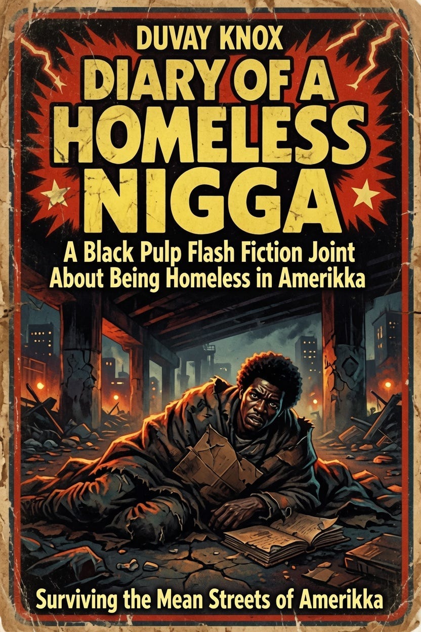 a black pulp flash fiction joint about being black and homeless in amerikkka by DuVay Knox